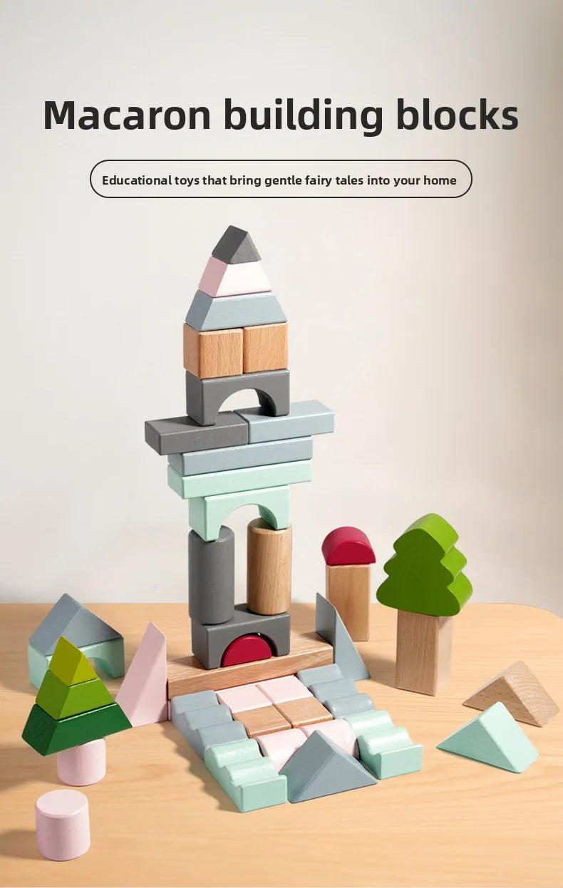 Kawaii 100Pcs Unpainted Beech Wooden Large Building Blocks Toddler Stacking Construction Preschool Educational Gift