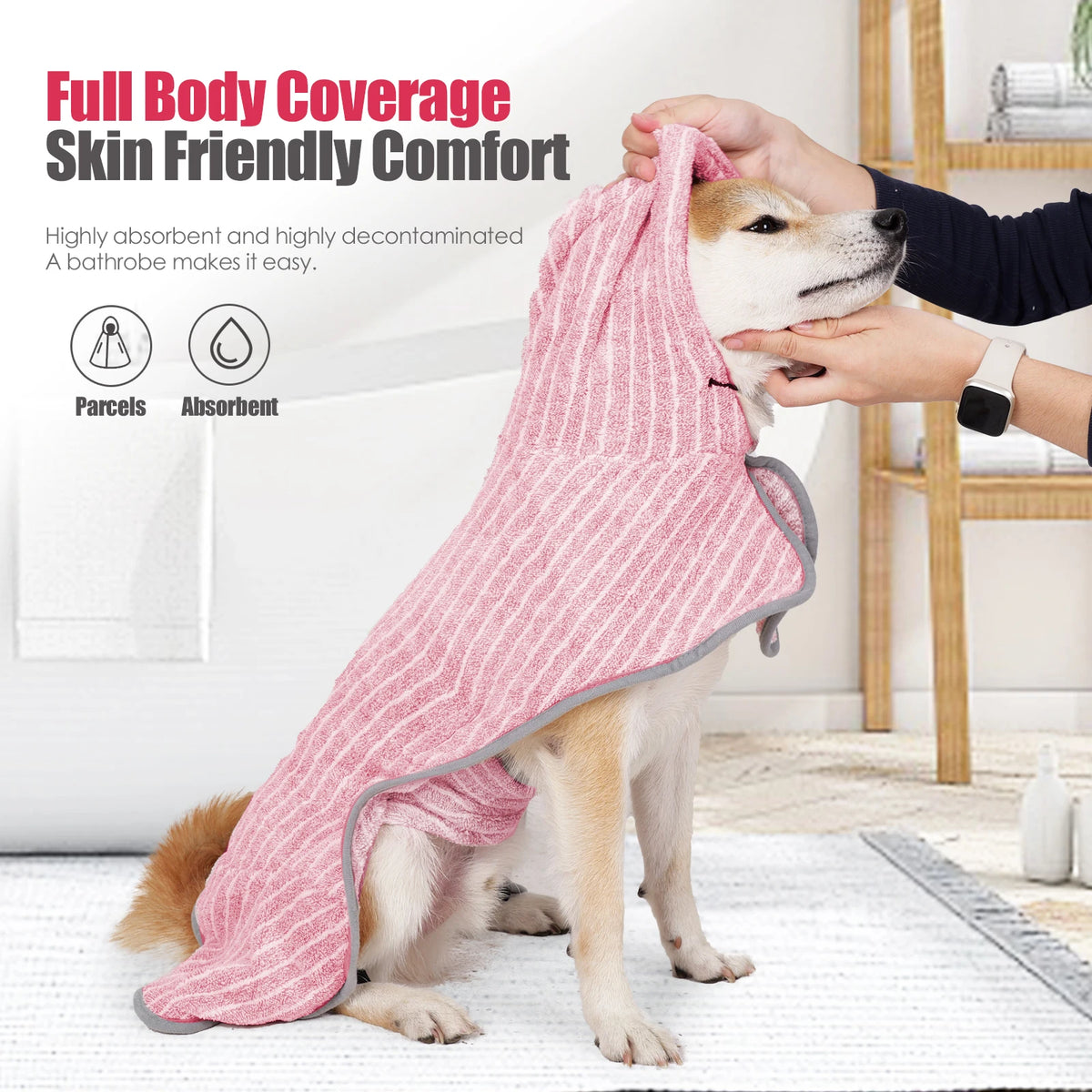 Dog Bathrobe Quick Dry Absorbent Pet Towel Coat Hooded Dog Bath Towel Soft Microfiber Drying Robe for Dogs