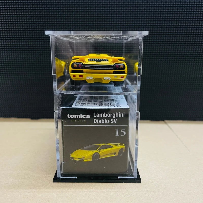 1/64 Model Cars Acrylic Display Case Fit for Mini Size MiniGT Tomica Required Assembly Proof Box Cabinet Toy Vehicles