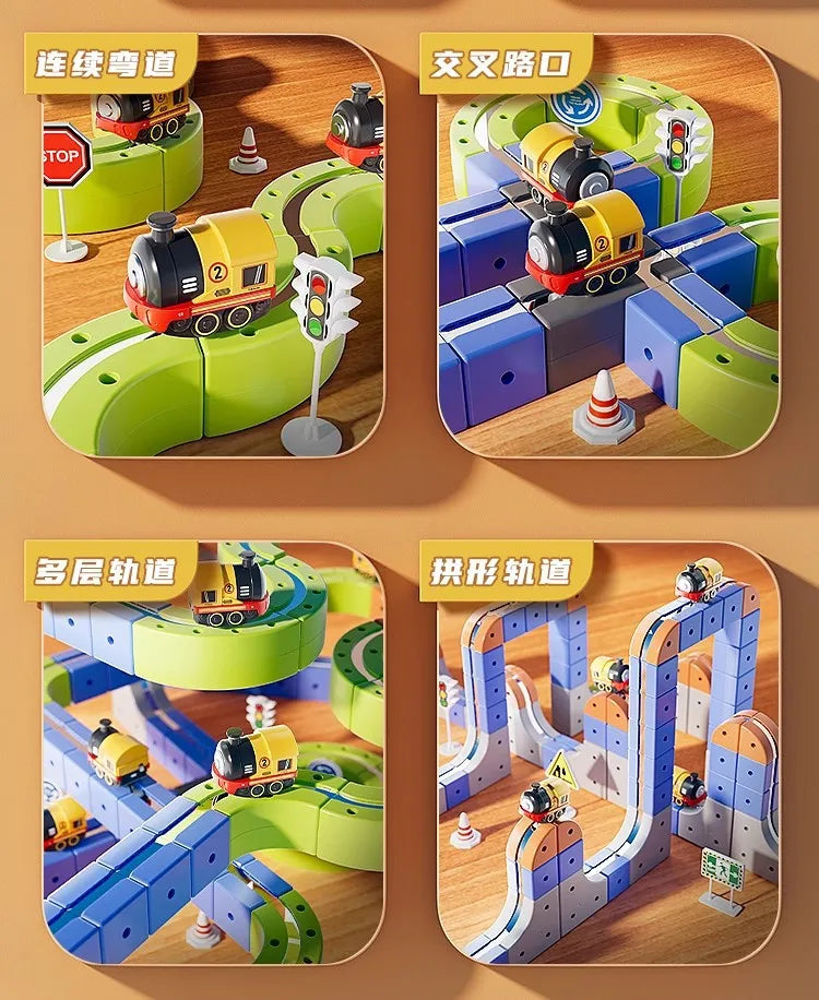 126pcs/Set Magnetic Car Track Sets Anti Gravity DIY Assembled Magnetic Race Rail Track 3D Building Vehicle Indoor Toy Gift