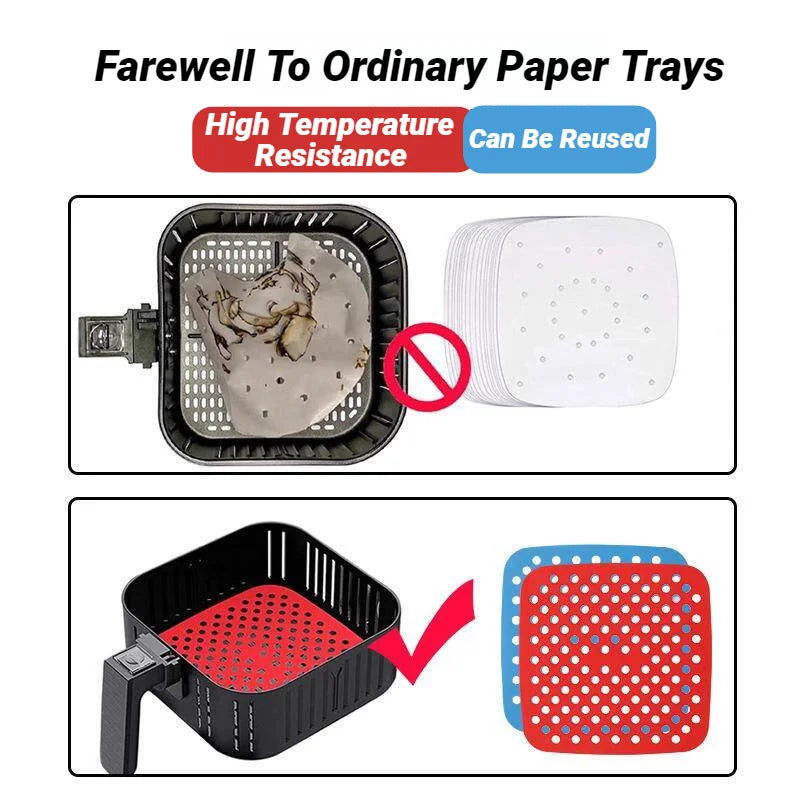 Reusable Silicone Air Fryer Mat Non Stick Baking Pad Inner Liner Cooking Bakeware Oil Cake Grilled Saucer