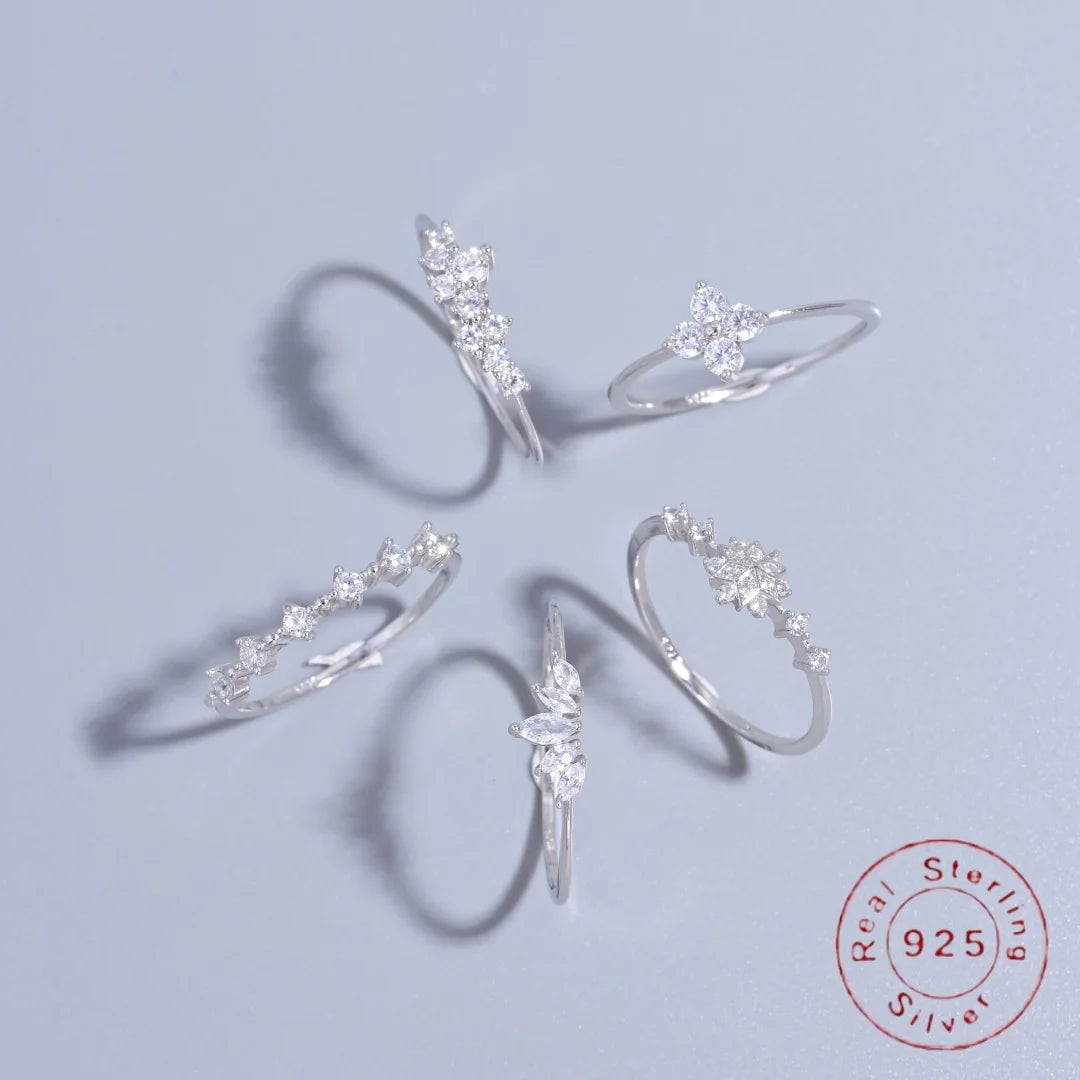 S925 Sterling Silver French Luxury Zircon Ring for Women,Simple Fashionable Jewelry Gifts Accessories Wholesale Dropshipping