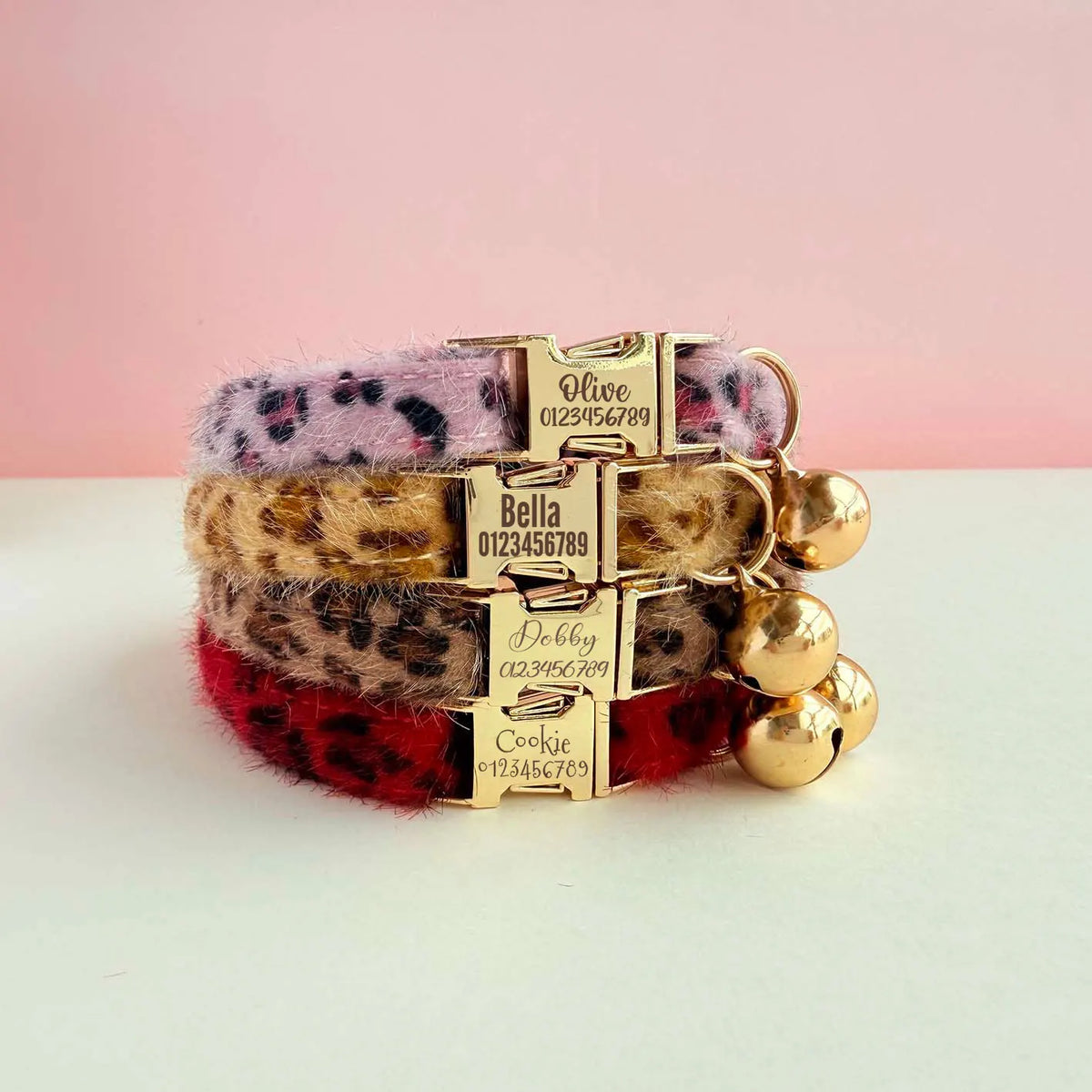 Personalized Pet Name Leopard Print Cat Collar with Bell - Plush & Adjustable Kitten Necklace, Fashion Pet Accessory