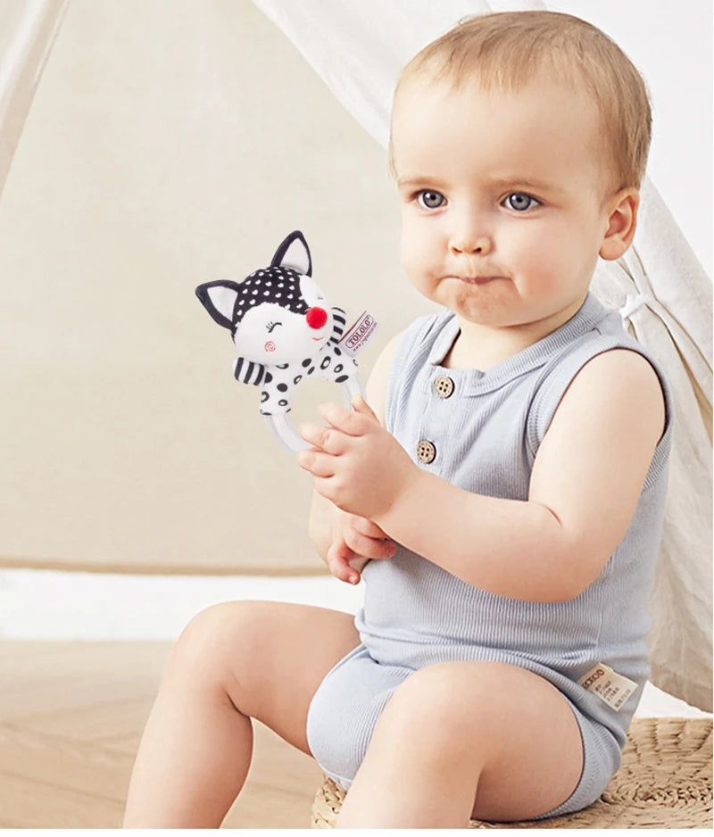 Rattles Animal Giraffe Baby Soft Stuffed Doll Teether Doll Cute Kids Infant Baby Teething Toys For Newborn Sensory Plush Toys