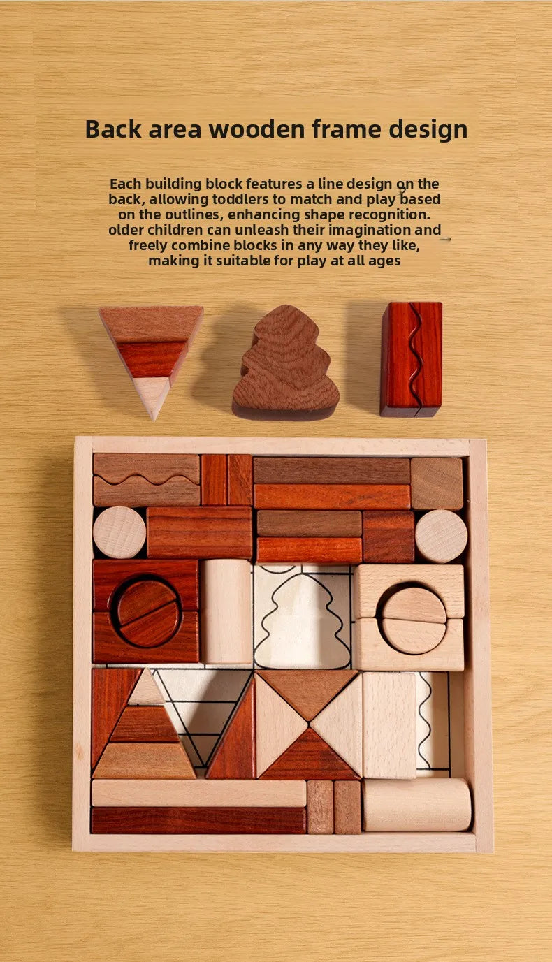 Kawaii 100Pcs Unpainted Beech Wooden Large Building Blocks Toddler Stacking Construction Preschool Educational Gift