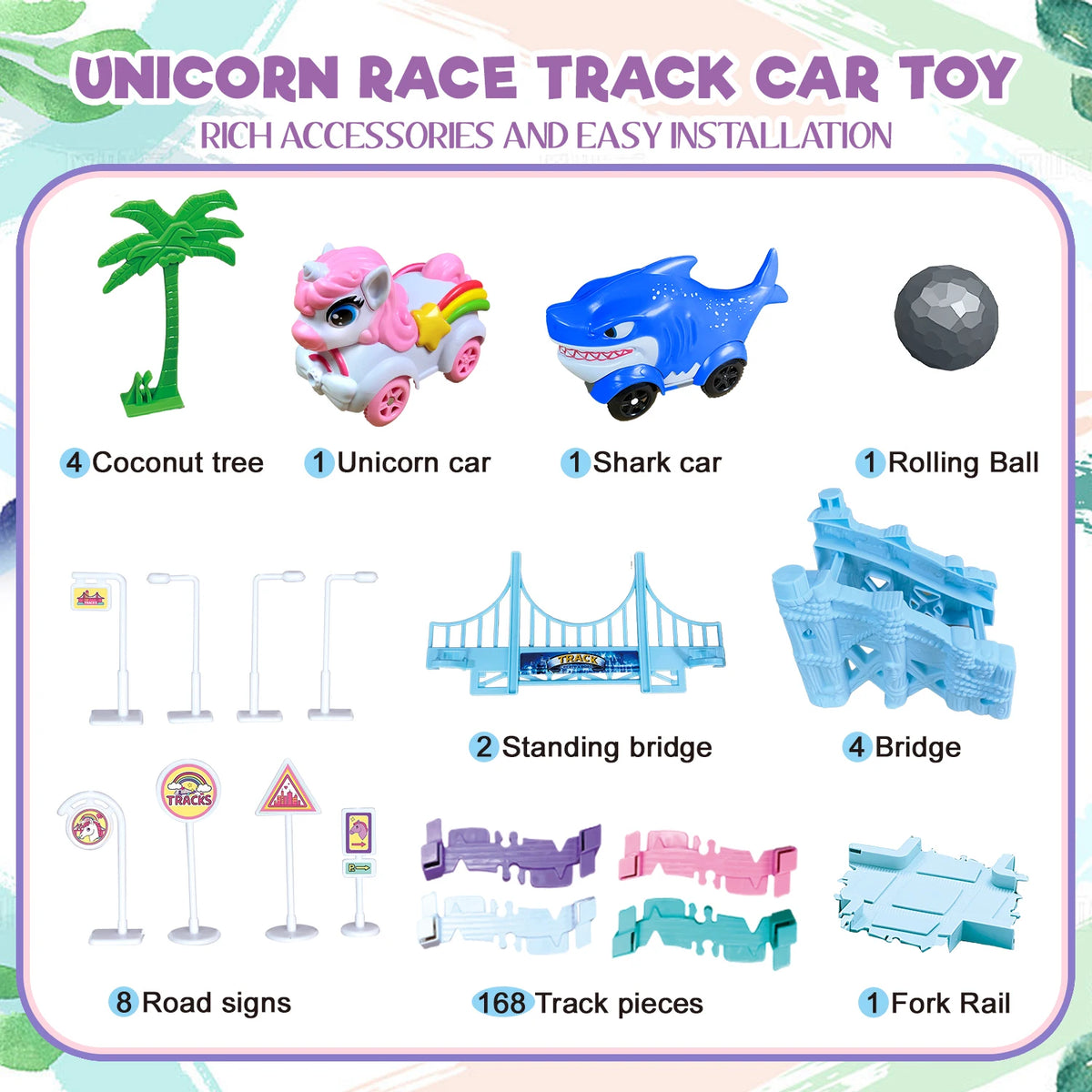 Car Toys For Kid 4-6, 194 PCS Race Car Track For Kids Ages 4-8, Monster Truck 2+ Year Old Birthday Gift Toddler Cars Toy For 3+