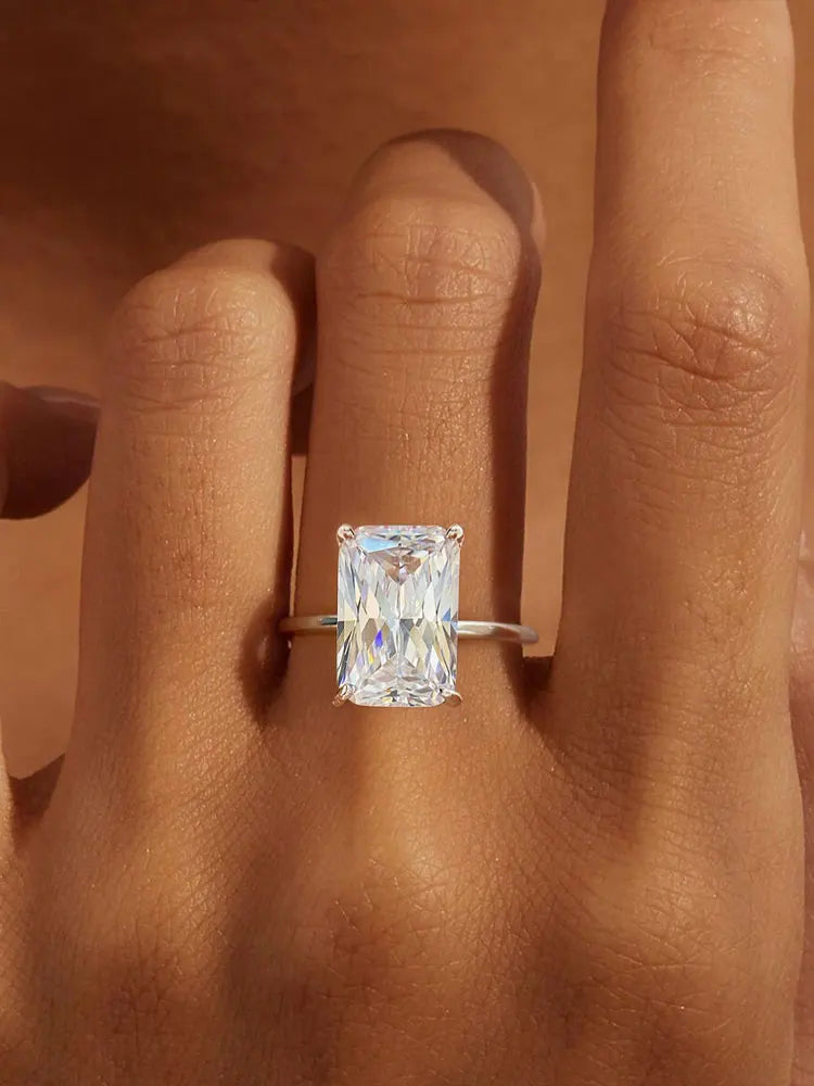 925 Sterling Silve Gorgeous Shiny 1-5CT Zircon Rectangle Ring For Women Engagement Wedding Luxury High Quality Fine Jewelry