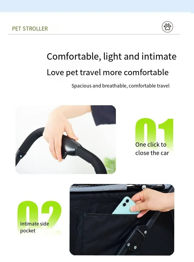 Pet Car Strollers 3in1 Lightweight Foldable Specifically Designed for Walking Dogs Infants Medium-sized Small Dogs Cats Outdoor