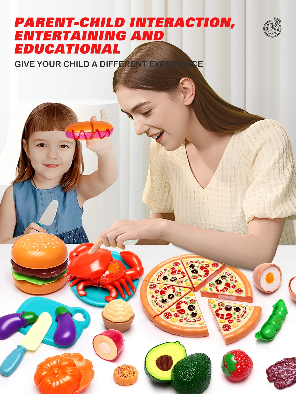 81pcs Kitchen Cute Fun Play Home Toys Simulation Fruit Kitchenware Vegetable Pizza
