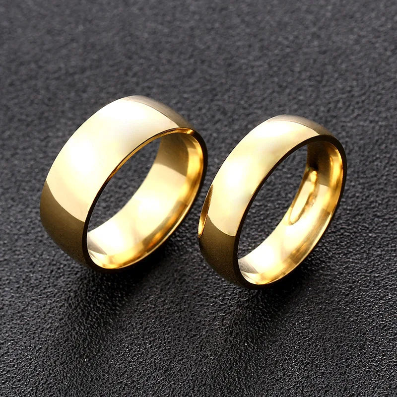 High quality titanium steel plated 18K gold ring couple ring Europe and the United States men and women 2mm4mm6mm8mm simple ring