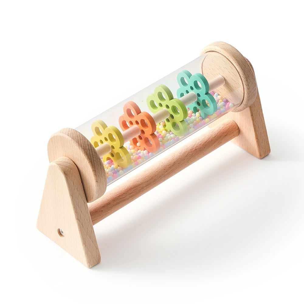 Wooden Rainmaker Toy for Babies Soothing Rain Sound Easy to Grasp Smooth Burr Free Water Based Paint Two Ways to Play Baby Gifts