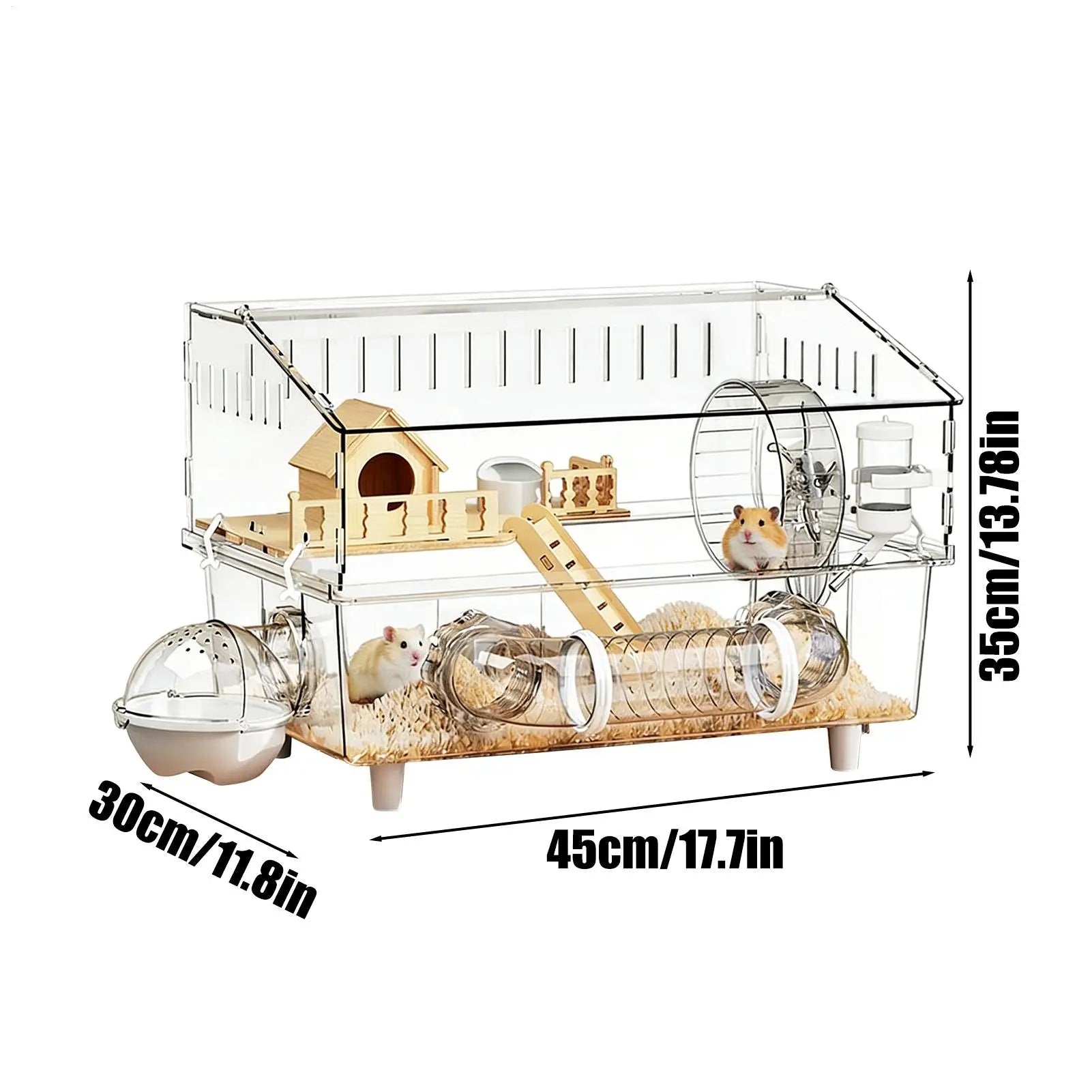 Large Hamster Cage 17.7x11.8x13.5 in Enrichment Detachable Crate Pet Mouse Cage for Outdoor Travel Pet Small Animal House Play