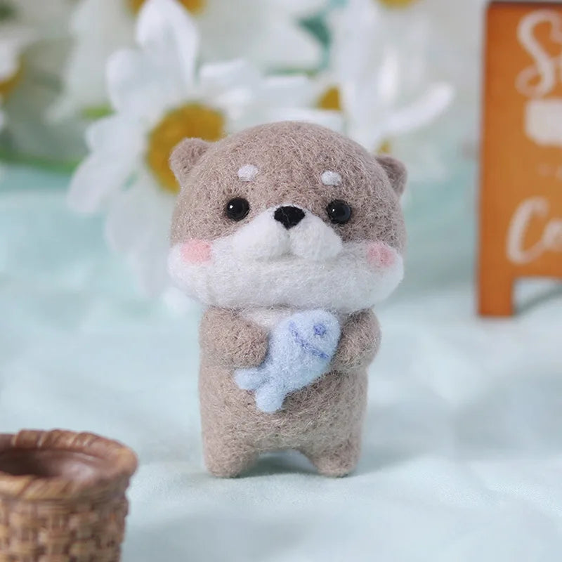 1PC Cute Animal Capybara Non-finish Wool Felting Material for DIY Doll Pendant Gifts Animal Handmade Arts Crafts Wool Felt  Kit