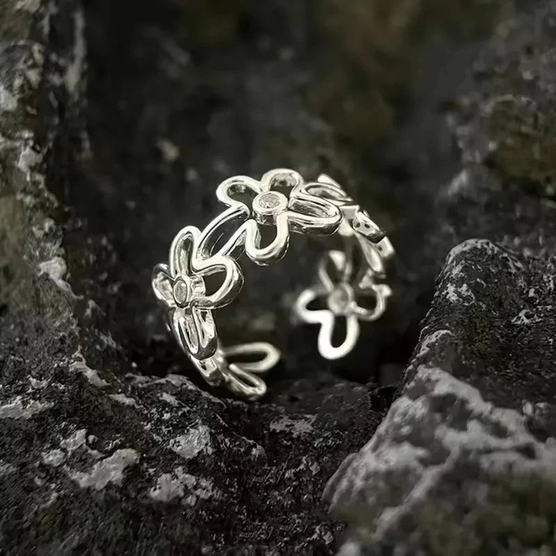 Sam Panda 925 Sterling Rings for Women Fashion Geometric Handmade Irregular Gold Star Ring Simple Fine Jelwery  Christmas Gift