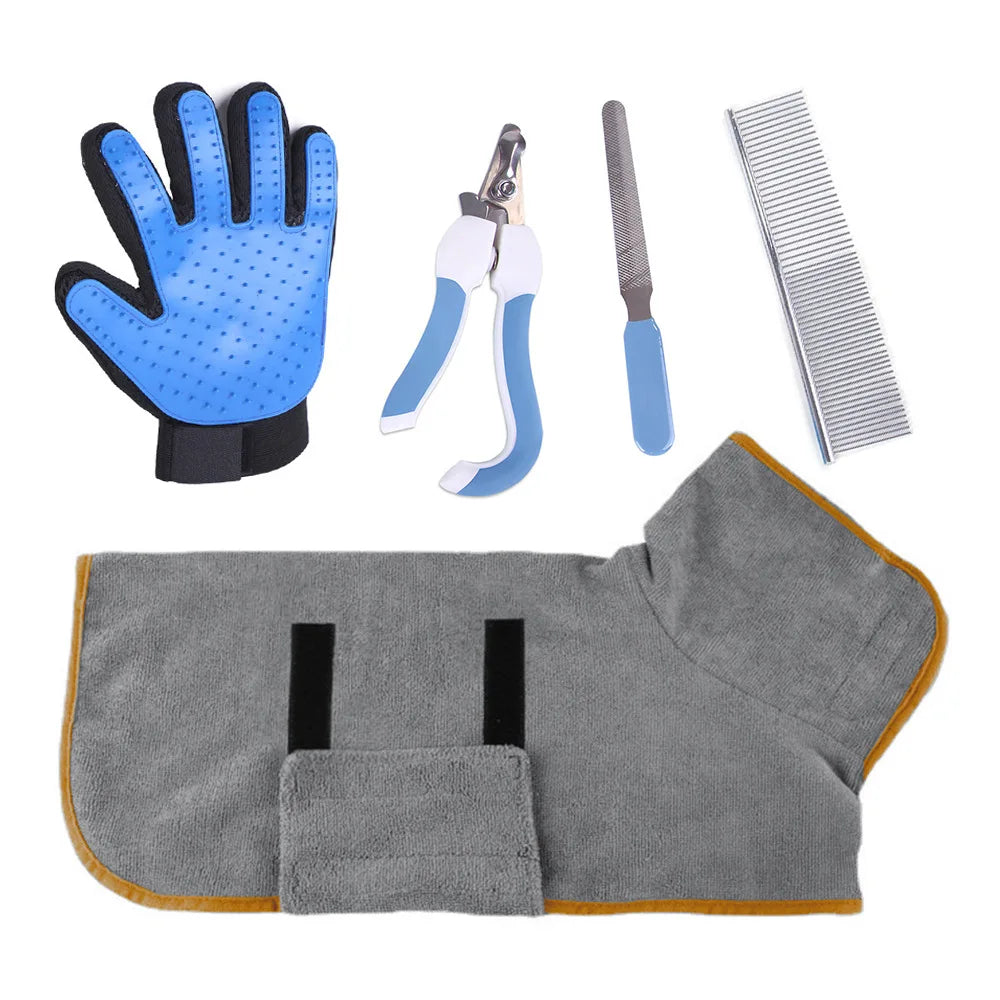 Pet Towels Dog Absorbent Quick Drying Bath Towels Nail Clippers Set Soft Coral Fleece Pet Cat Dog Bath Towel Cleaning Products