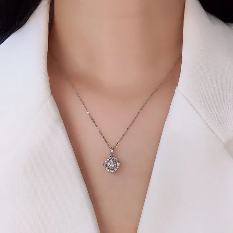 Fashion Luxury Trendy Classic 1ct GRA Moissanite Irregular Sqaure Necklace For Charm Women 925 Silver Party Jewelry Gift