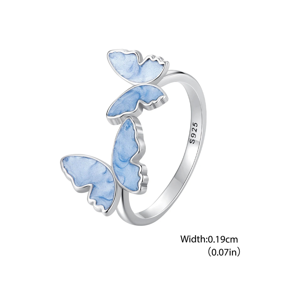 Bamoer 925 Sterling Silver Original Blue Butterfly Ring Lilac Flower Earrings for Women Jewelry Set Anniversary Engagement Gift