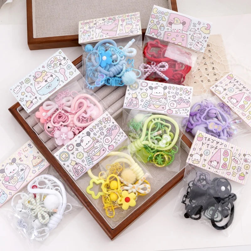 1Set 15pcs Plastic Perler Bead Charms Multicolor DIY Keychain Bag Pendant Accessories Craft Making Supplies With Jump Rings