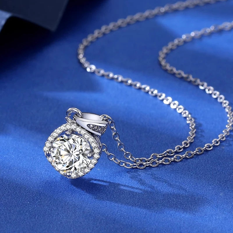 Fashion Luxury Trendy Classic 1ct GRA Moissanite Irregular Sqaure Necklace For Charm Women 925 Silver Party Jewelry Gift