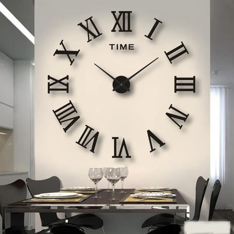 2023 Modern Design Large Wall Clock 3D DIY Quartz Clocks Fashion Watches Acrylic Mirror Stickers Living Room Home Decor Horloge