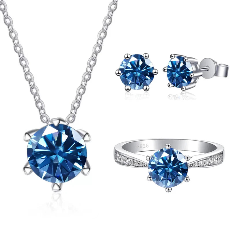 JoyceJelly Moissanite Jewelry Set With 1CT D Color VVS 3EX moissanite stone pass diamond test Wedding Luxury Fine Jewelry gift