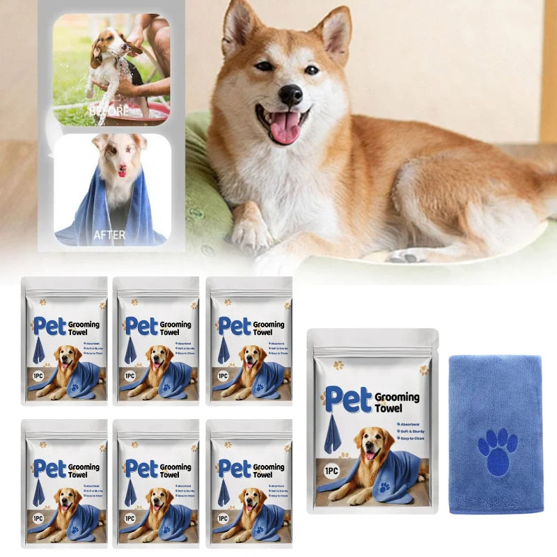  Quick-Drying Microfiber Pet Towel Absorbent Pet Bath Towel Embroidered Super Soft Towel For Cat Dogs Grooming Supplies