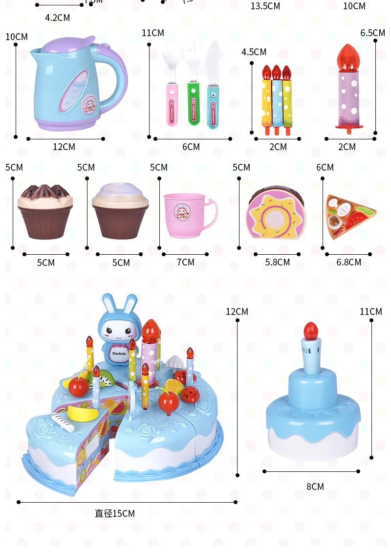 Children Pretend Cake Goodies Play Simulated Kitchen Toys Plastic Cutting Food Kids Toy Object Cognition Boys Girl Birthday Gift