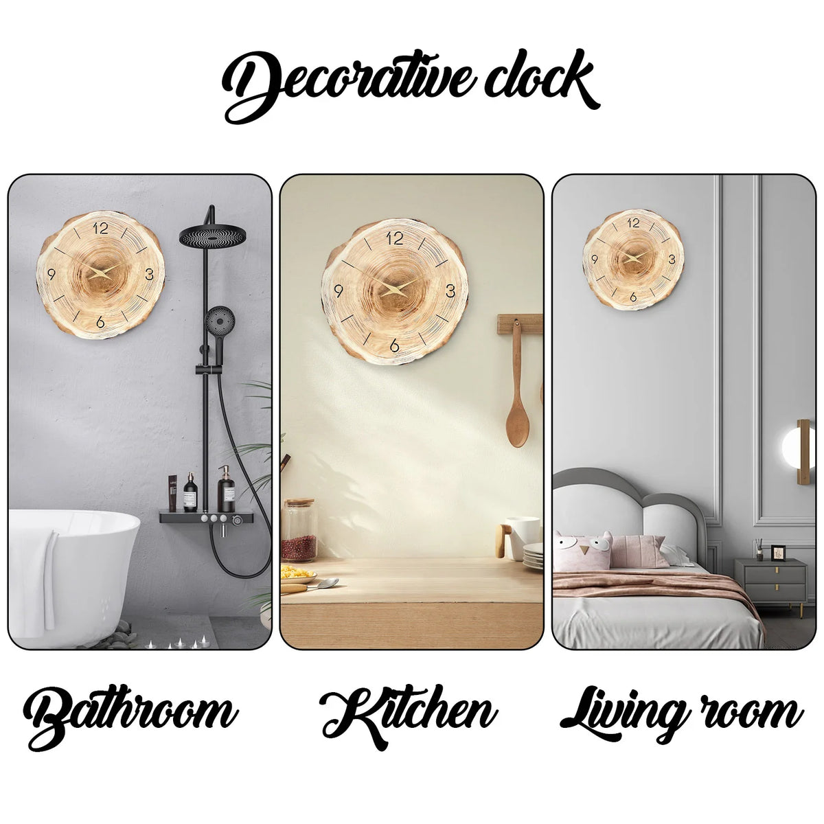 1pc Wooden Ring Wall Clock, Wood Cross-Section Texture Pattern Design of the Original Wood Color Wall Clock, Home Mute Clock