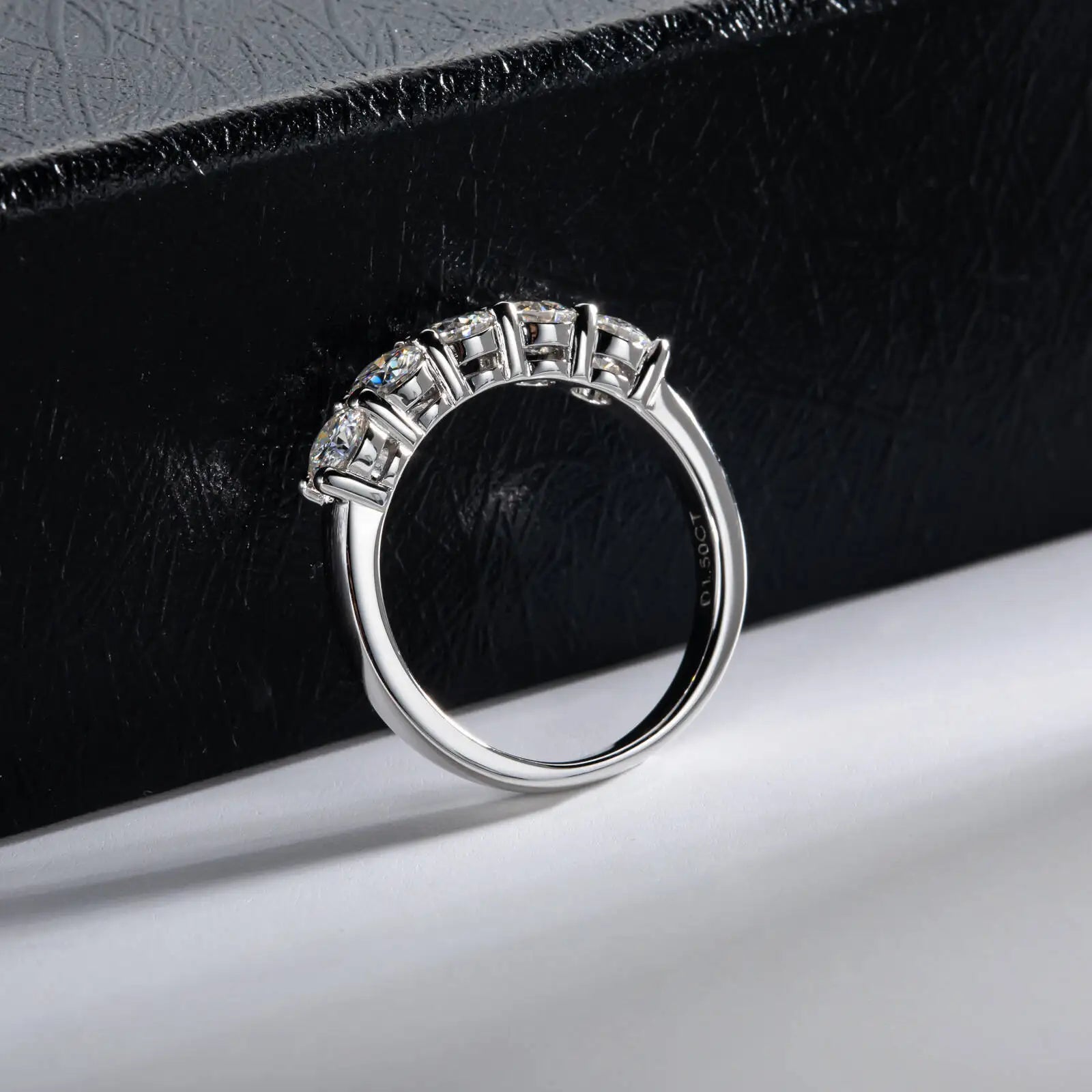 TY White Gold D Color 4mm Moissanite Ring For Women 925 Silver 1.5CT Stone Match Dia Wedding Band Bride S Sterling Sier