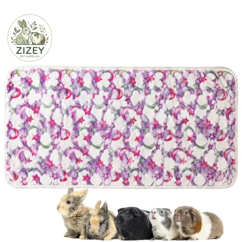 Reusable Small Animal Cage Pad, 47in×24in, Guinea Pig Cage Liner, Reusable Bedding Perfect Fleece Liner for Guinea Pig & Rabbit