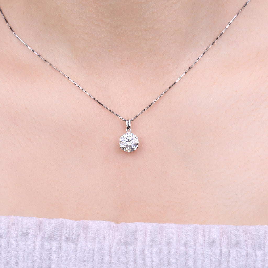 JewelryPalace Moissanite D Color 1ct 1.5ct 2ct 3ct Round 925 Sterling Silver Pendant Necklace for Woman No Chain