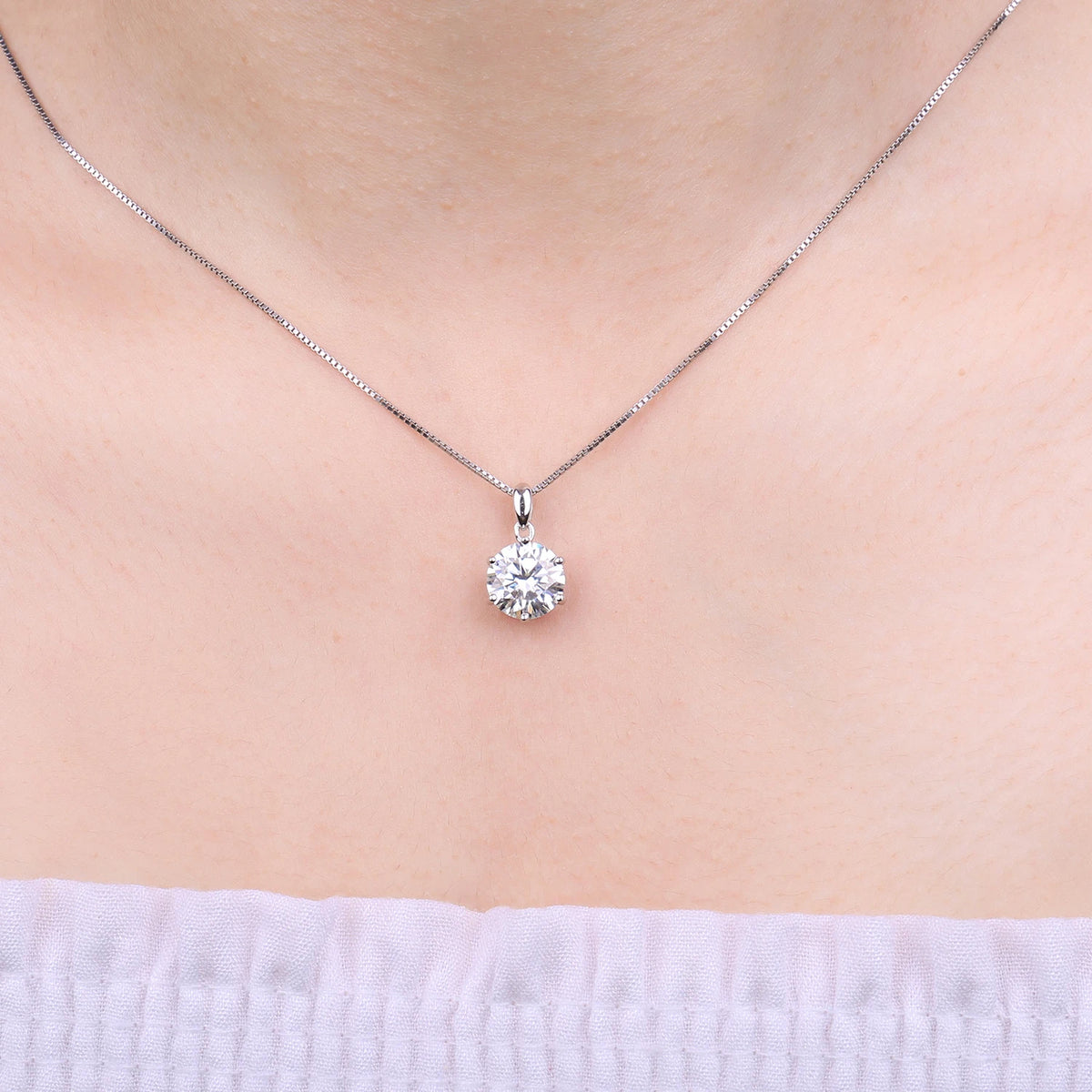 JewelryPalace Moissanite D Color 1ct 1.5ct 2ct 3ct Round 925 Sterling Silver Pendant Necklace for Woman No Chain