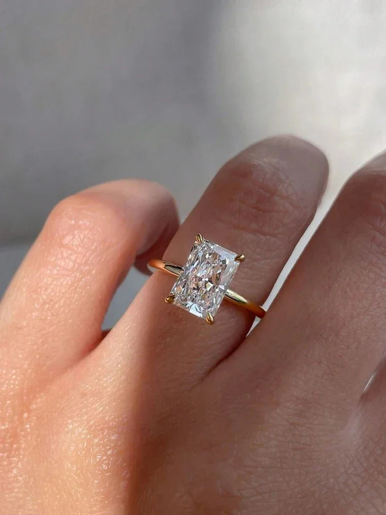 925 Sterling Silve Gorgeous Shiny 1-5CT Zircon Rectangle Ring For Women Engagement Wedding Luxury High Quality Fine Jewelry