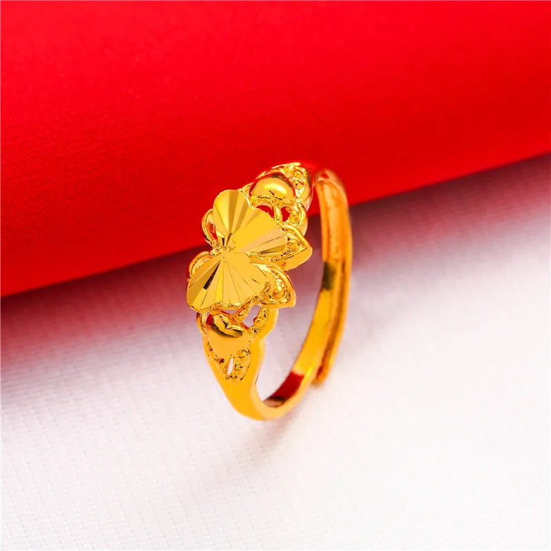 ANIID Dubai Gold Color Ring For Women Resizable Brazilian Wedding Bride Arabic Ethiopian Finger Ring Nigerian Jewellery Moroccan