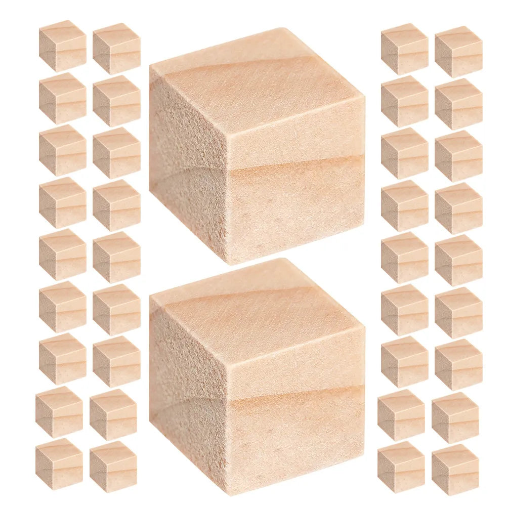 200Pcs Wooden Blocks Pine Unfinished Craft Cubes for DIY Family Activities Educational Geometry Play Counting Natural