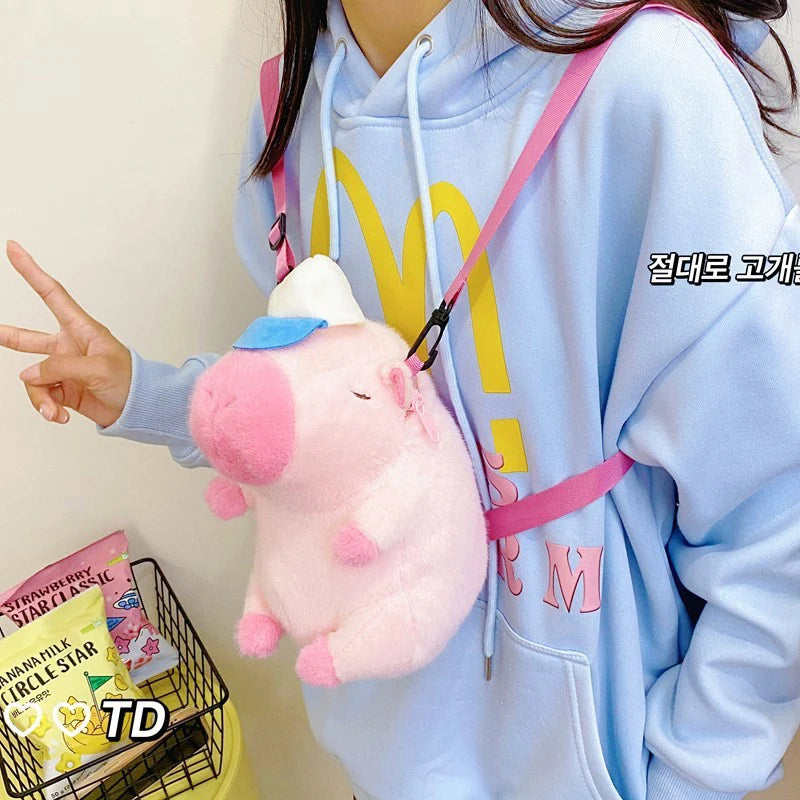 New Capybara Plush Backpack Capybara Crossbody Bag Bag Large Capacity Cute Doll Guinea Pig Doll Boys Girls Birthday Gifts