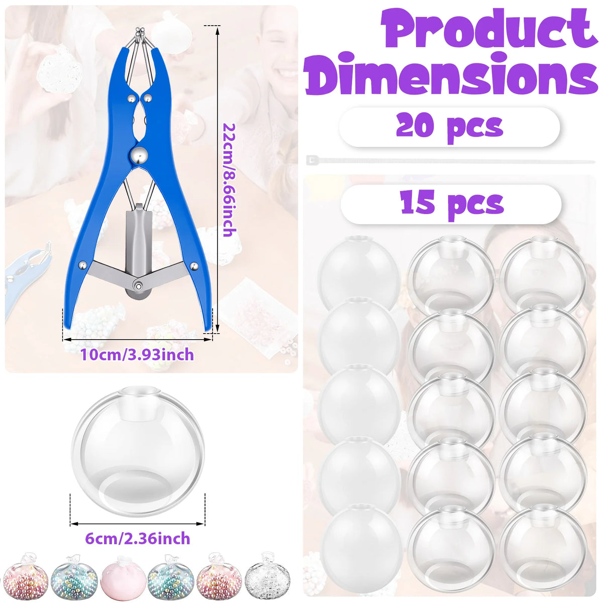 1Set DIY Stress Ball Making Kit Handmade Squishy Anxiety Relief Toy with Expander Tools Soft DIY Stress Ball Kit for Adult Craft