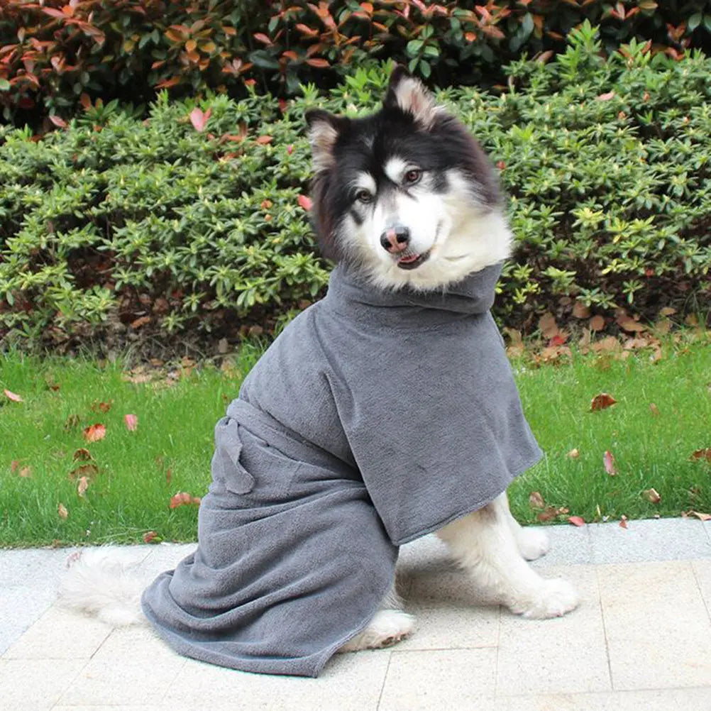Super Absorbent Dog Bath Robe Microfiber Pet Towel Dries Wet Dogs in 2 Minutes Adjustable Collar Design for Cats Dogs Size M