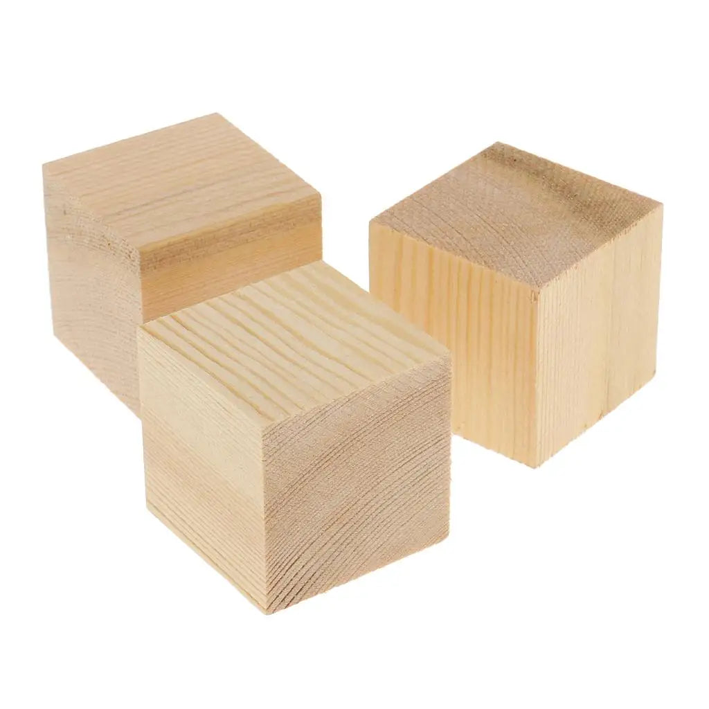 Natural Blocks Unfinished Wooden Cubes for Hobbies Model Making Craft
