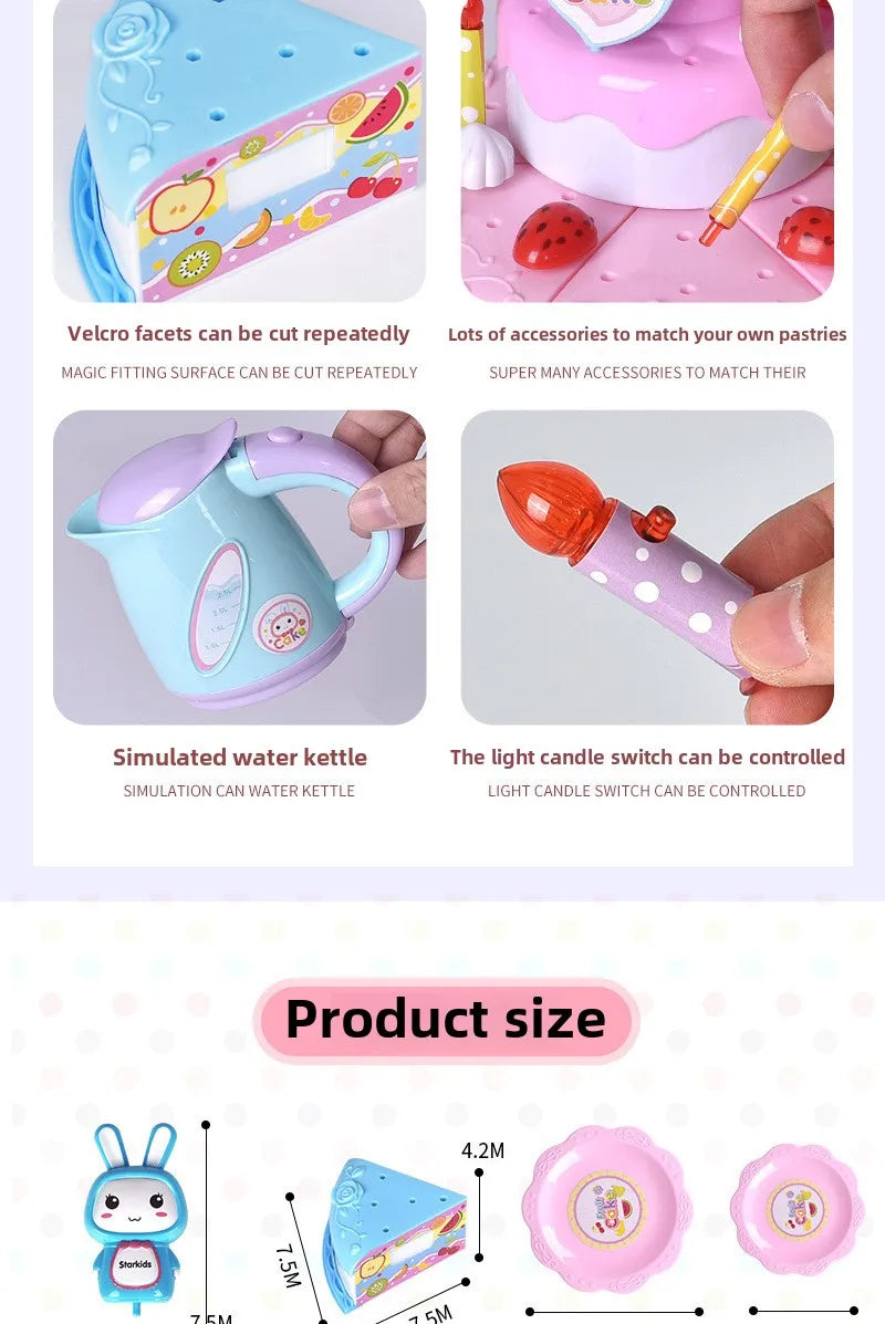 Children Pretend Cake Goodies Play Simulated Kitchen Toys Plastic Cutting Food Kids Toy Object Cognition Boys Girl Birthday Gift