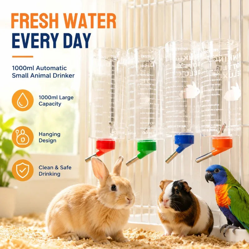 Rabbit Water Bottle Dispenser Large Capacity Guinea Pig Drinking Feeder Bowls Cage Hanging Fountain Hamster Chinchilla Supply
