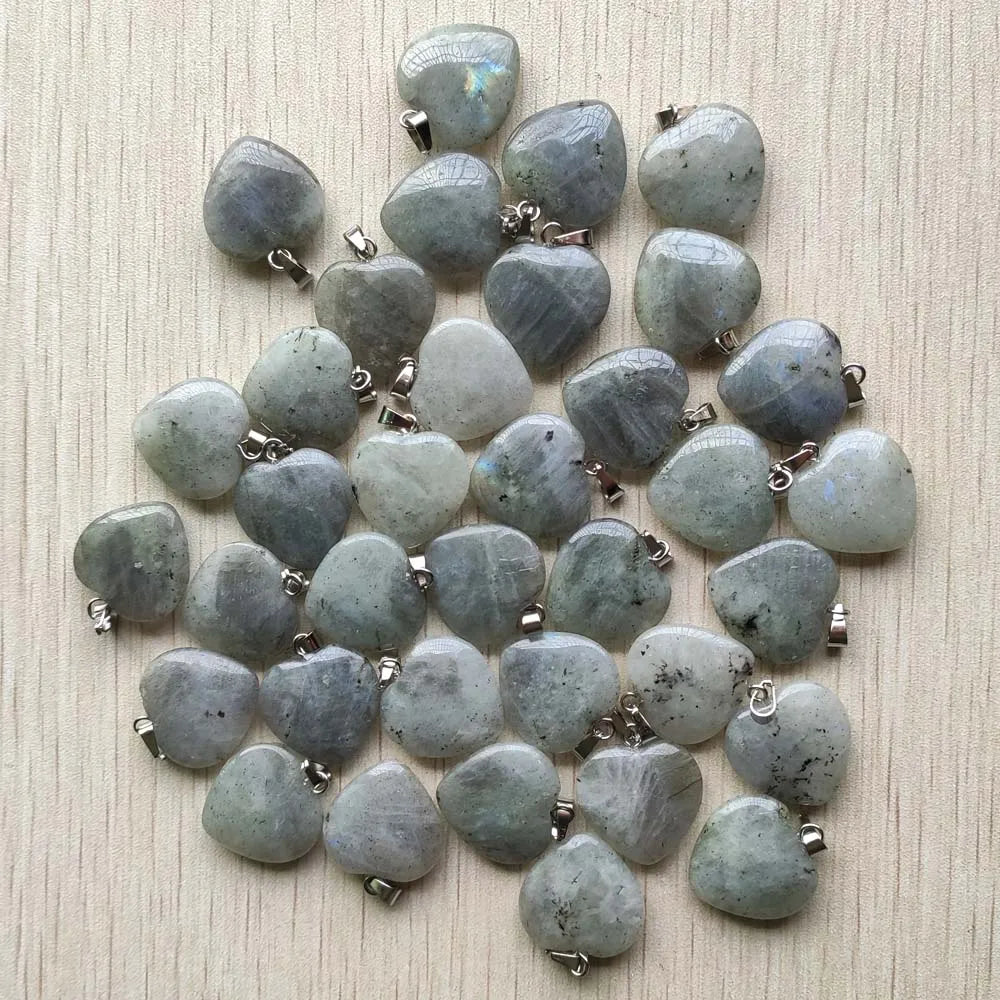 Wholesale 50pcs/lot Assorted Heart Natural Stone Charms Fashion Pendants 20mm for Jewelry Accessories Making Good Quality