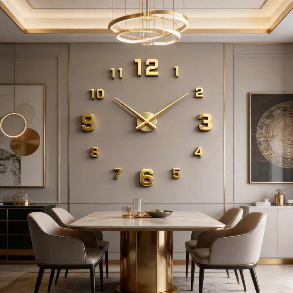 2026 Modern Design Large Wall Clock 3D DIY Quartz Clocks Fashion Watches Acrylic Mirror Stickers Living Room Home Decor Horloge