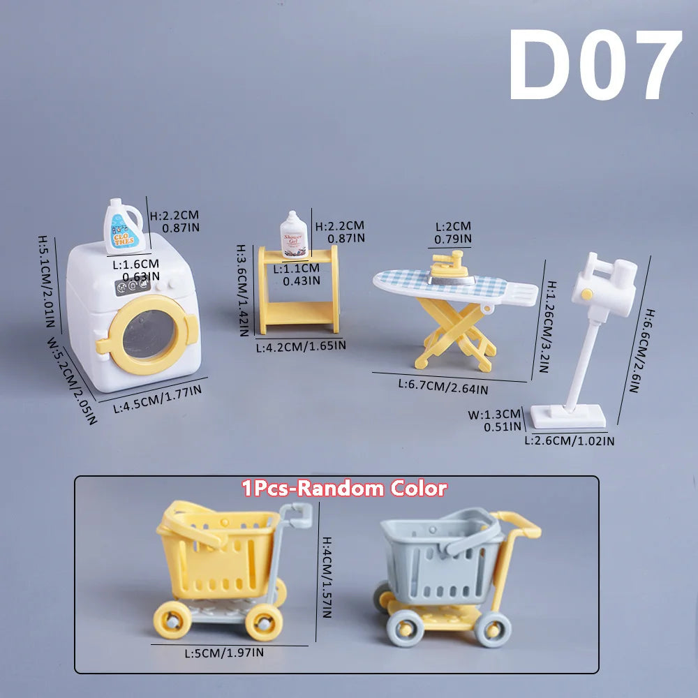 Forest Animal Family 1/12 Dollhouse Furniture Bedroom Kitchen Bathroom Set Miniature Simulation Dolls Accessories DIY Toys Girls