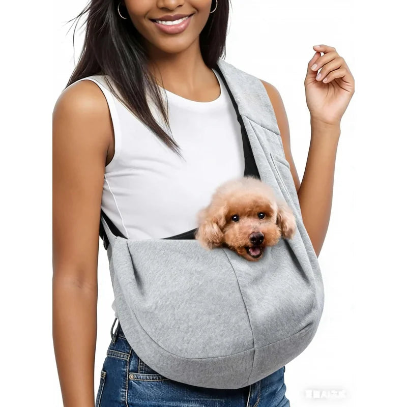 Gray Small Dog Chest Backpack 3-10 Portable Classic Pocket Pet Carrier with Shoulder Strap for Outdoor Use