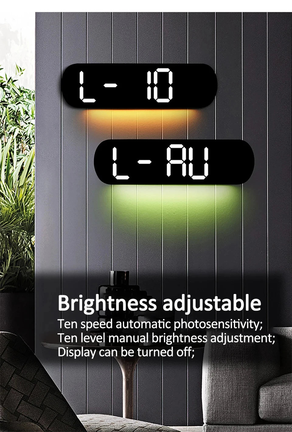 LED Digital Wall Clock With Remote Control Ambient Lights Time Date Temperature Display Alarm Clocks For Home Living Room Decor