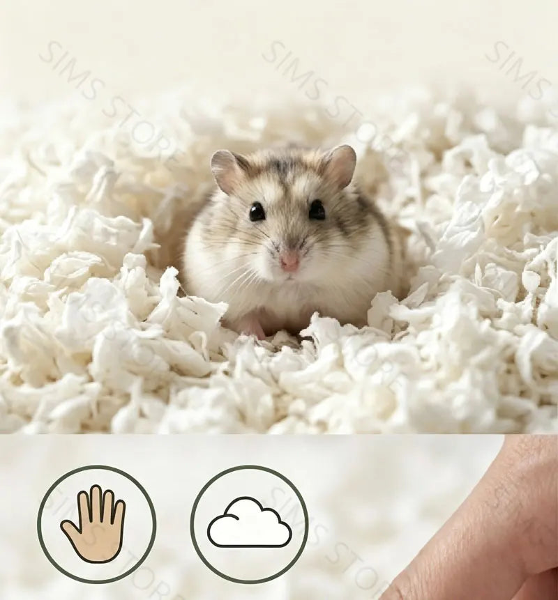 850g Paper Cotton Hamster Bedding Dust-Free Paper Fluff Large Pack Odor Control Super Absorbent Warm Pad for Syrian Hamster