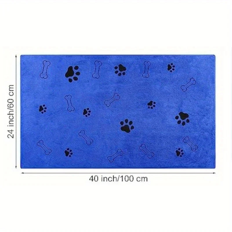 Quick-Dry Pet Towels for Medium Dogs - Soft, Absorbent Polyester with Fun Paw Print Design, Ideal for Bathing and Grooming