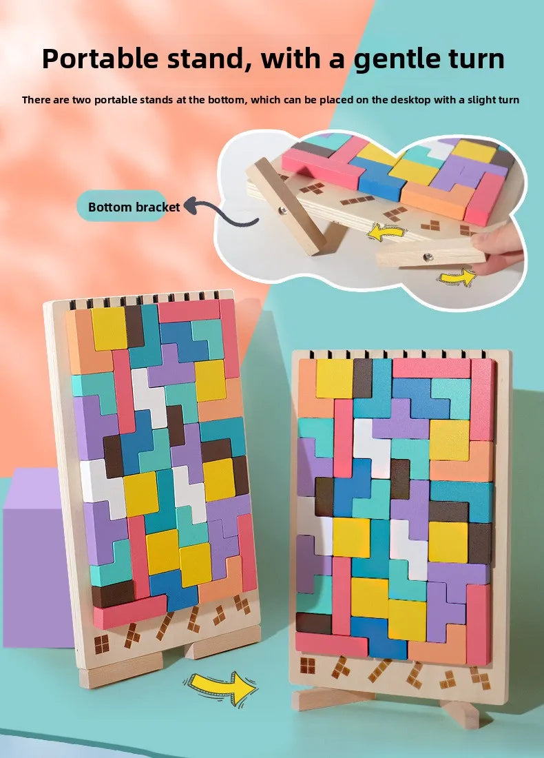 3D Wooden Puzzle, Building Blocks, Puzzle Game, Baby Logic Training Puzzle Toys, Parent-Child Interactive Games