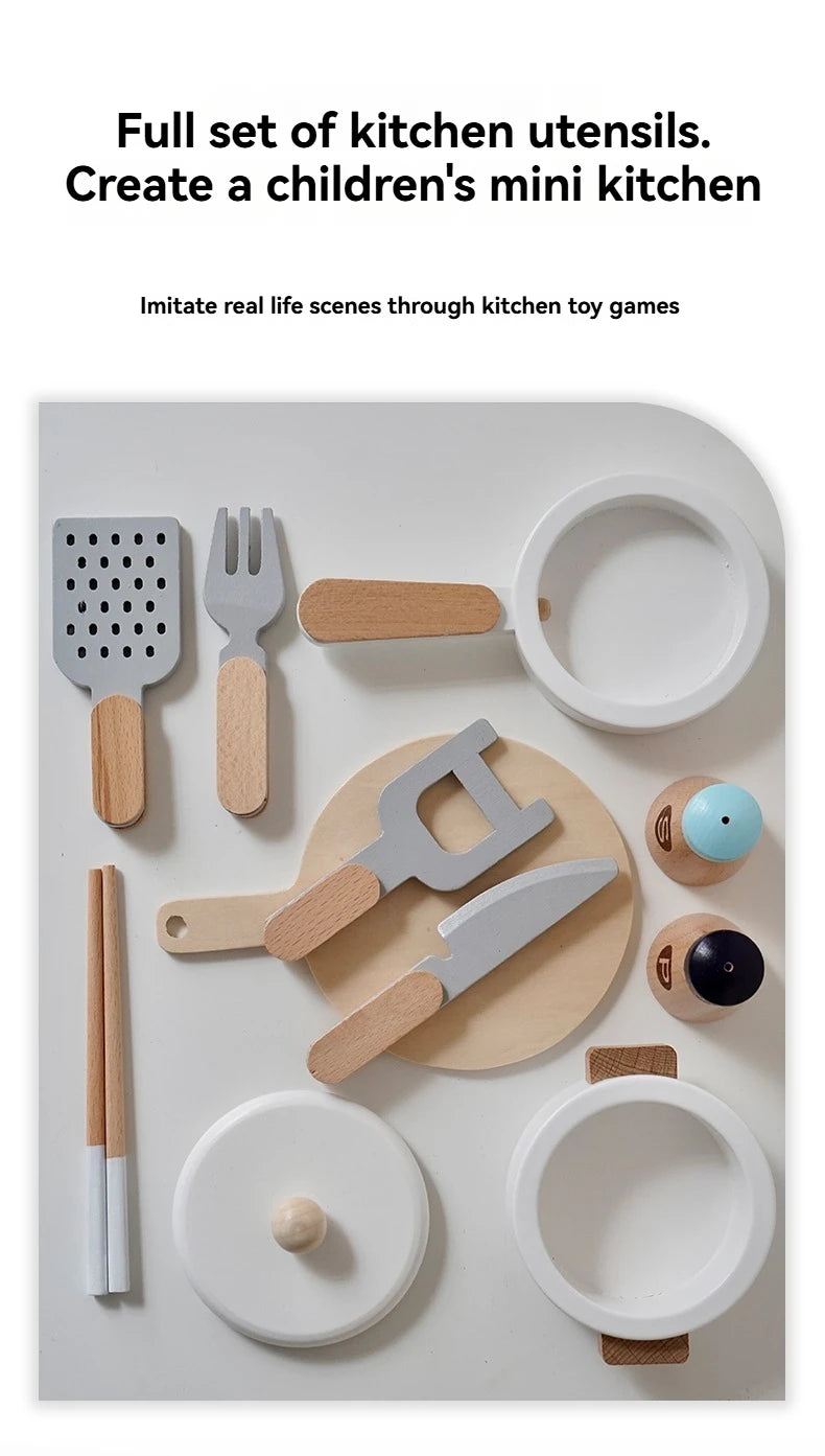 Children's Wooden Fruits and Vegetables, Joyful Play at Home Toys, Wooden Simulation Kitchen Toys, Girls Cooking Food
